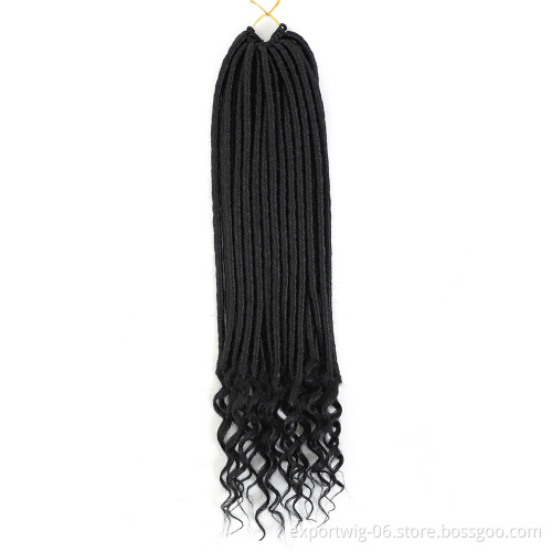 Straight Goddess Locs Hair With Curly Ends Synthetic Fiber Ombre Color Long And Soft Goddess Braiding